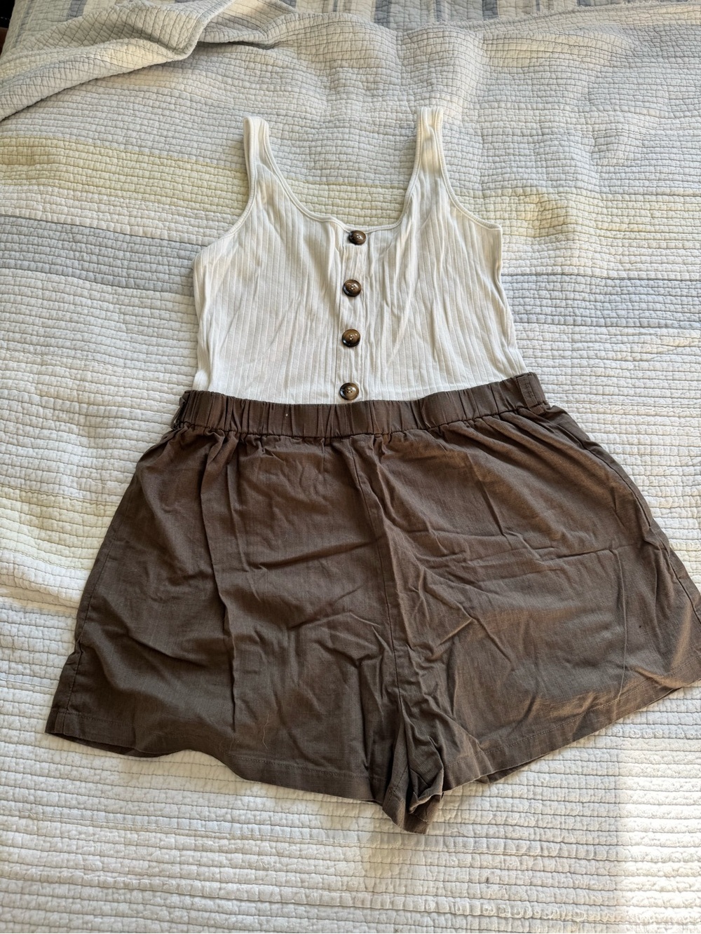 SHEIN White Ribbed Tank Romper
